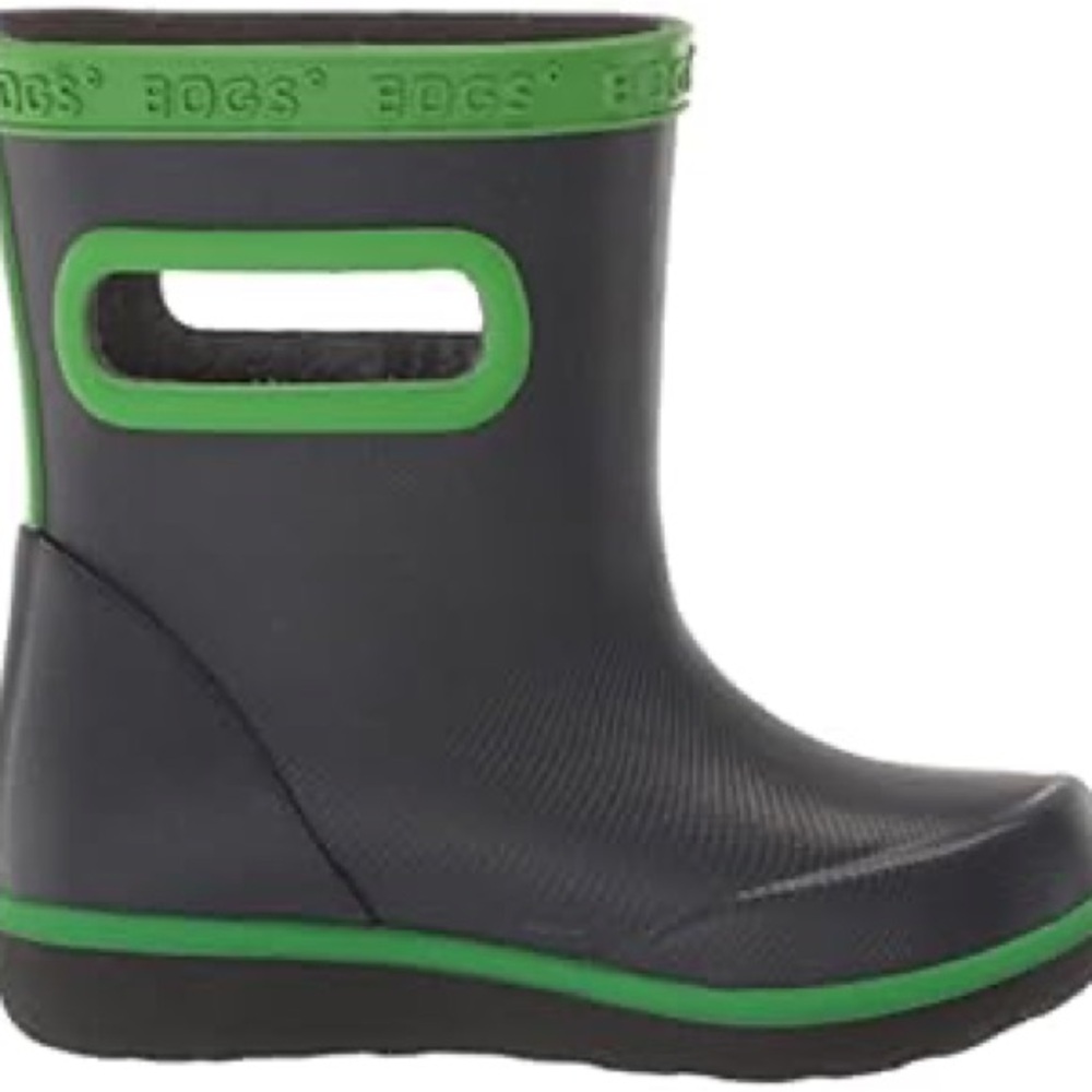 BOGS Kids' Black and Green Rain Boots